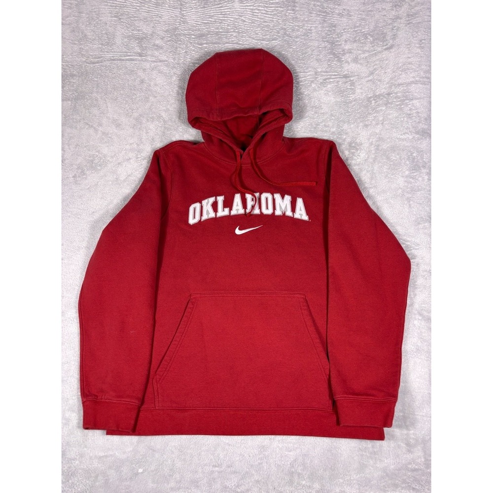 Nike Oklahoma Center Swoosh Hoodie Team Mens L Red Long Sleeve Drawstring